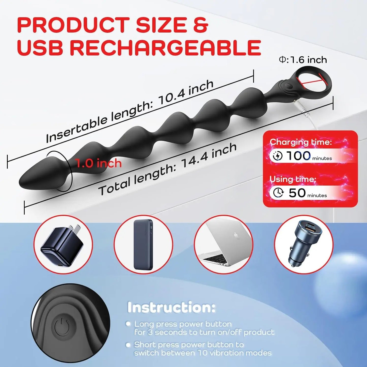 Vibrateur de perles anales pour femmes
